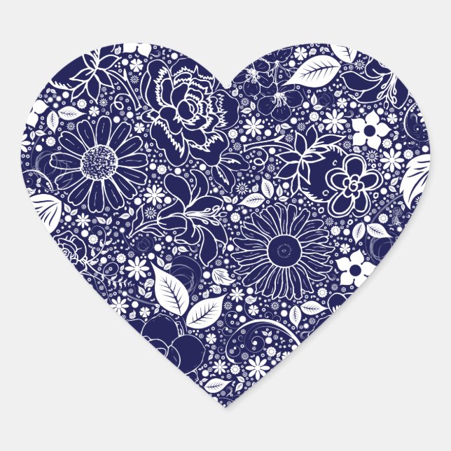 Cœur Beautés botaniques COEUR Bleu STICKER (Devant)