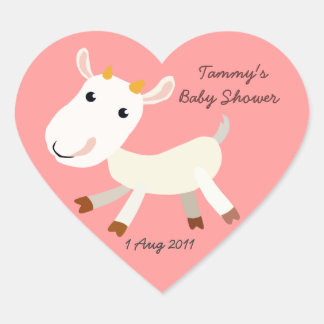 Cœur Bébé chèvre mignonne Sticker Baby shower coeur enf