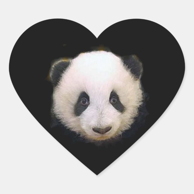Cœur Bébé Panda Coeur Sticker (Devant)