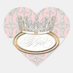 Cœur Bébé Princess Crown, Sticker Baby shower fille
