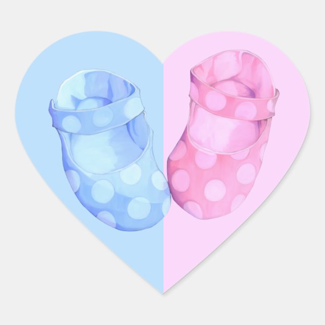 Cœur Bébé Twins Booties Coeur Sticker (Devant)