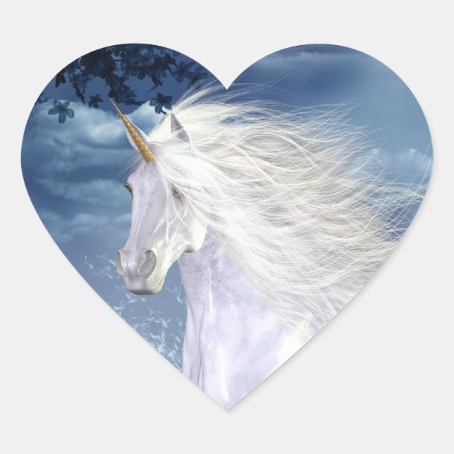 Cœur Belle blanche Unicorn Coeur Sticker (Devant)