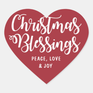 Cœur Bénédictions de Noël Paix, Amour Joy Sticker Coeur
