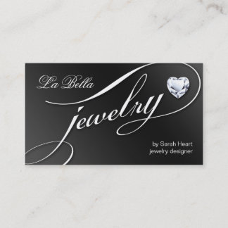 Coeur blanc 2 de noir de carte de visite de bijoux