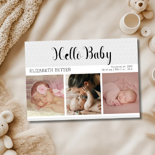 Cœur Blanc Bonjour Bébé Trois Photos Bébé Merci