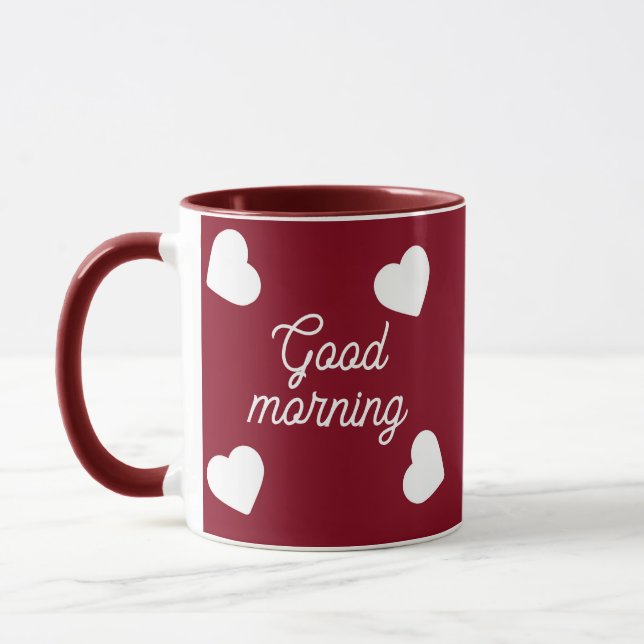 coeur blanc rouge personnalisé Mug (Gauche)