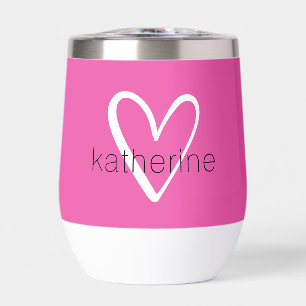 Coeur blanc sur Monogramme rose chaud