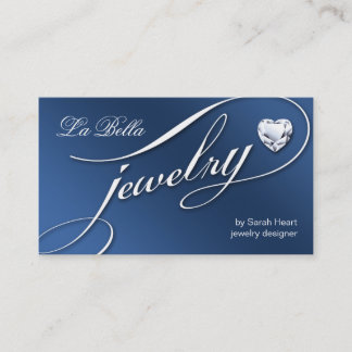 Coeur bleu blanc 2 de carte de visite de bijoux