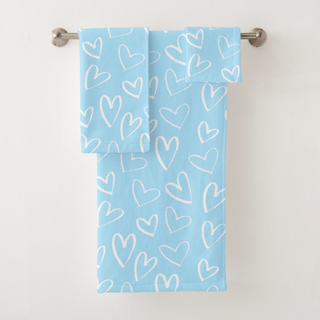 Coeur bleu et blanc motif (En situation)