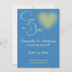 Coeur bleu et jaune Enregistrer la carte Date
