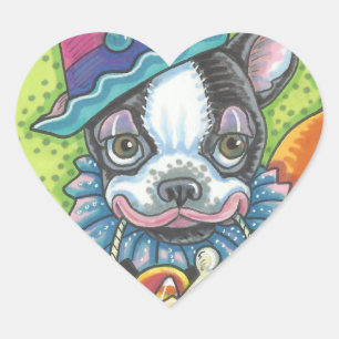 Cœur BOSTON TERRIER HALLOWEEN CLOWN STICKER SHEET Heart