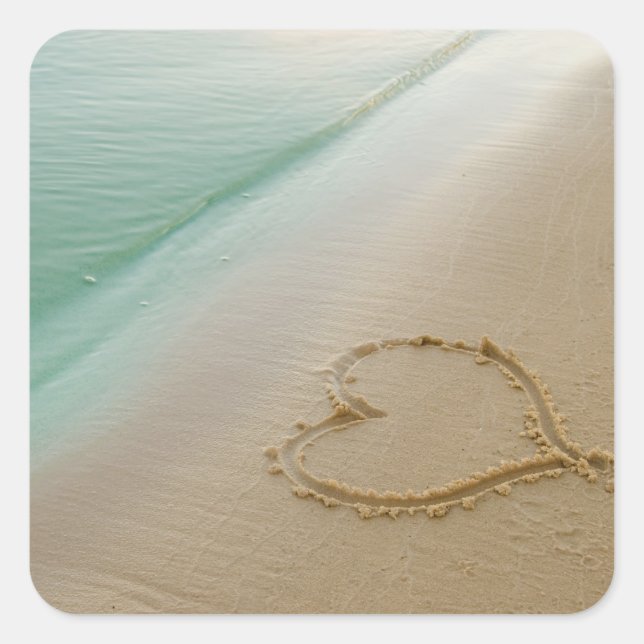 Coeur Cardé Dans Le Sticker Carré De Sable (Devant)