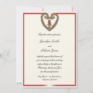 Coeur celte avec une rose rouge Faire-part de mari