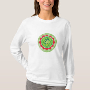 Coeur Chakra Anahata Long T-shirt manches, Blanc