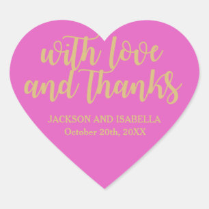 Cœur Chaud rose Or Personnalisé Mariage Favor Sticker
