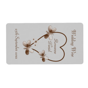 Coeur Chocolat Et Papillons Mini Étiquette Vin