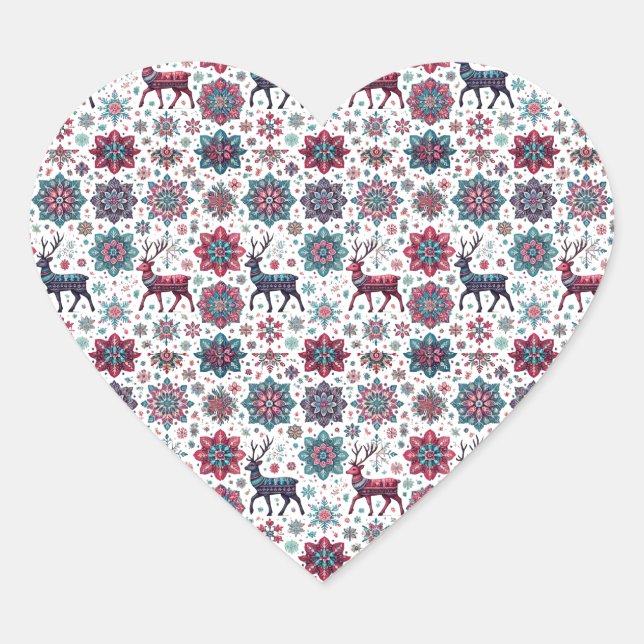 Cœur Christmas Reindeer Heart Sticker  (Devant)