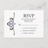 Coeur classique violet mariage traditionnel RSVP