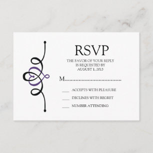 Coeur classique violet mariage traditionnel RSVP
