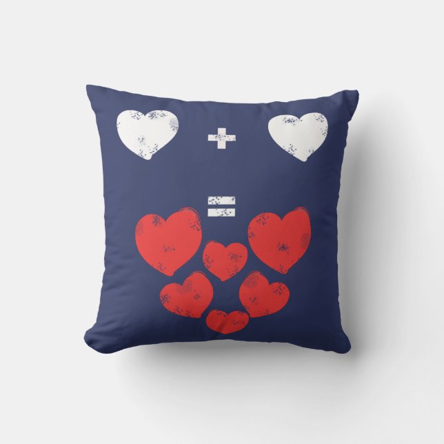 Cœur + Cœur = Amour Funky Coussin de Jet Oreiller (Recto)