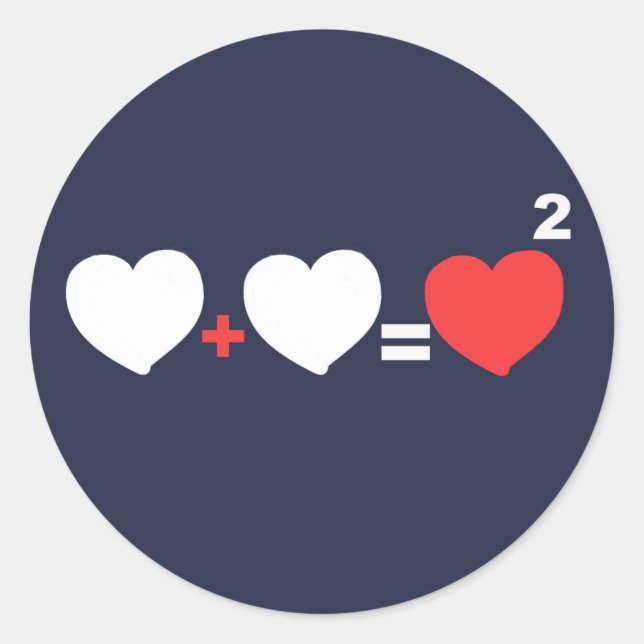 Cœur + Cœur = Autocollant d'amour (Devant)