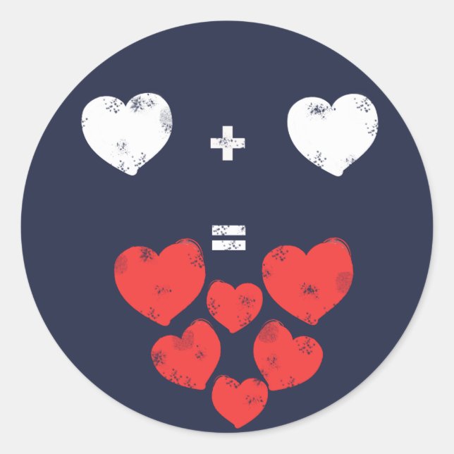Cœur + Cœur = Autocollant d'amour (Devant)