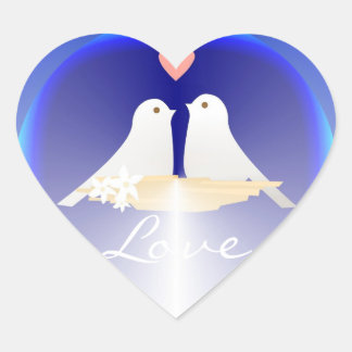 Cœur Coeur d'amour avec petits oiseaux Sticker
