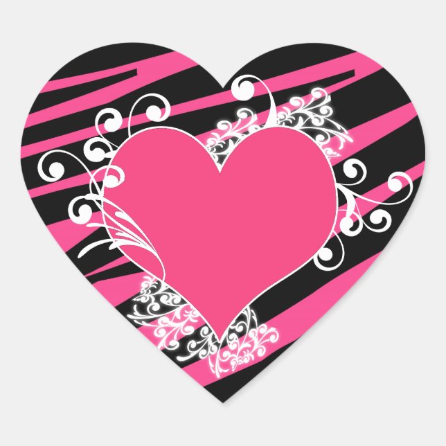 Cœur Coeur de KRW et flanc Zebra Pink et Black Sticker (Devant)