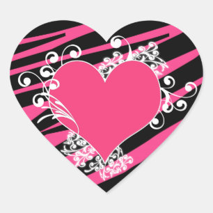 Cœur Coeur de KRW et flanc Zebra Pink et Black Sticker
