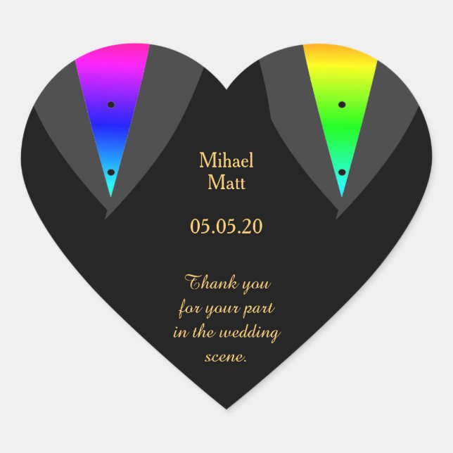 Cœur Coeurs Aglow avec Fierté Gay Mariage Sticker Coeur (Devant)