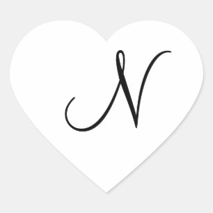 Cœur Coeurs mariages Monogramme N Sticker pour phoque M
