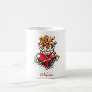 Coeur Cool avec tasse de tatouage de couronne