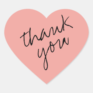 Cœur Corail doux - Sticker Merci de coeur rose