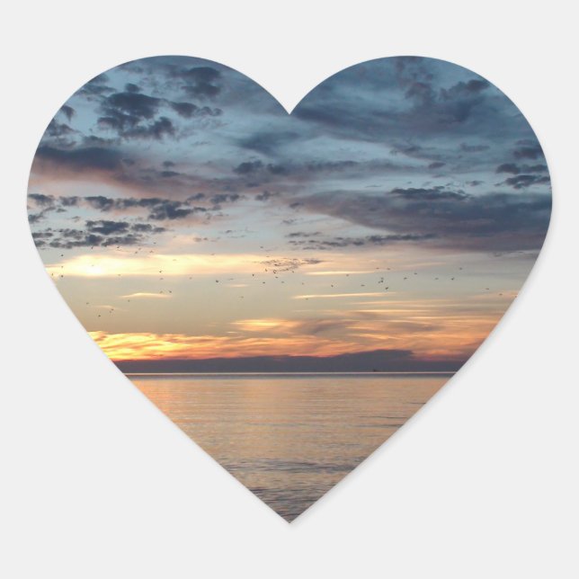 Cœur Coucher de soleil sur la plage et océan Sticker ph (Devant)