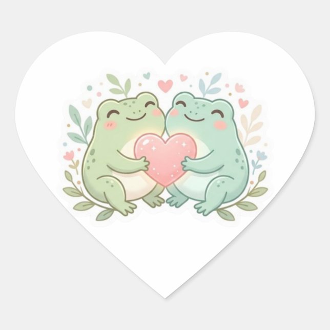 Cœur Couple Frog Sticker Cute Two Frogs Love Heart Roma (Devant)