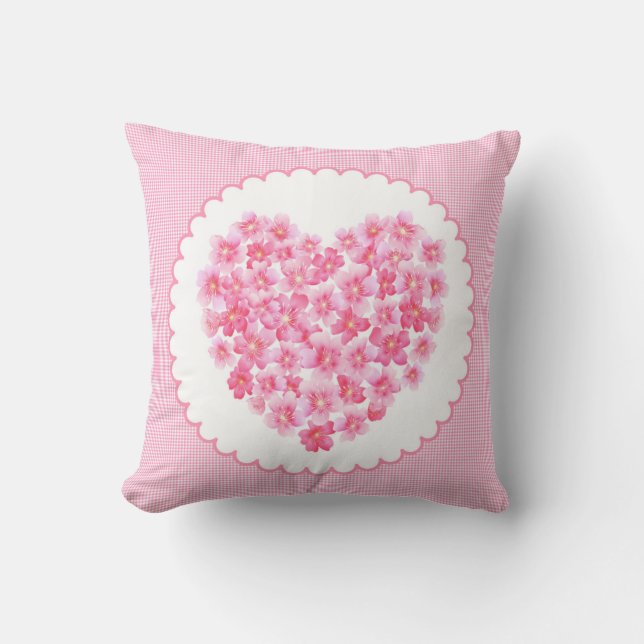 Coeur coussin de la fleur rose (Recto)