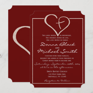 Coeur croisé Invitations de mariage religieux (2)