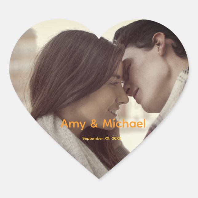 Cœur Custom Wedding Photo Sticker -Thank You Favor Gift (Devant)