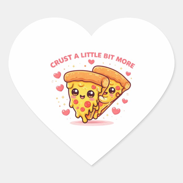 Cœur Cute Kawaii Pizza Sticker – Funny Pizza Lover Cart (Devant)