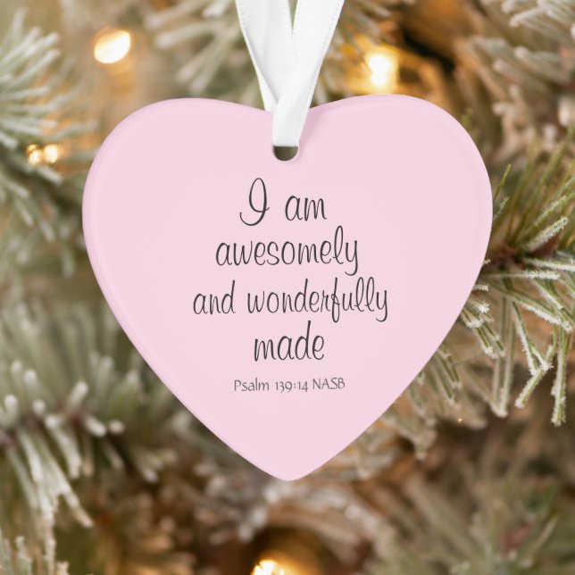 Cœur d'affirmation biblique positive rose clair (Arbre)