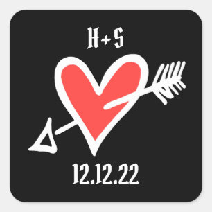 Coeur d'amour de mariage personnalisé Stickers noi