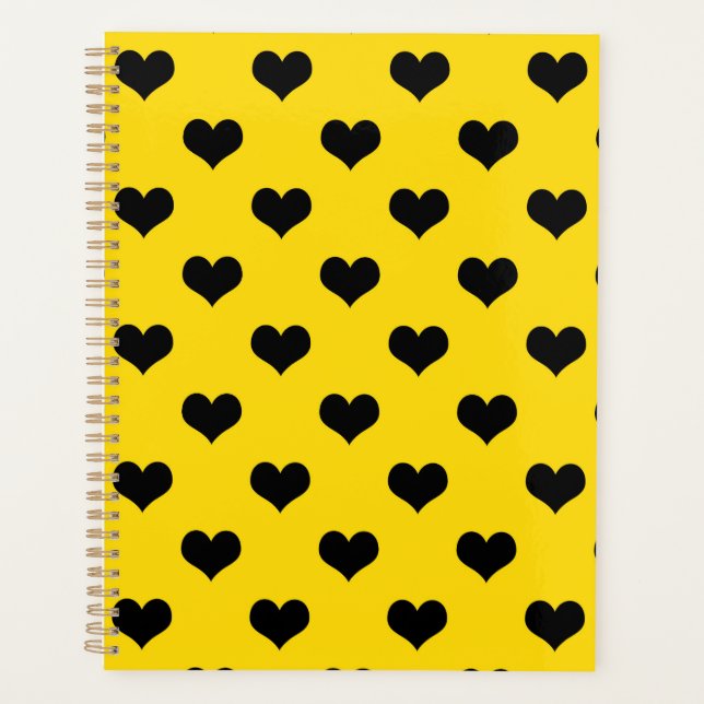 Cœur d'amour noir sur fond jaune (Devant)