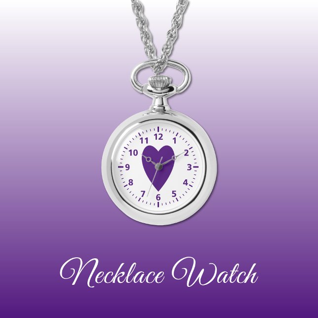 Coeur d'amour pourpre Montre de collier (Créateur téléchargé)