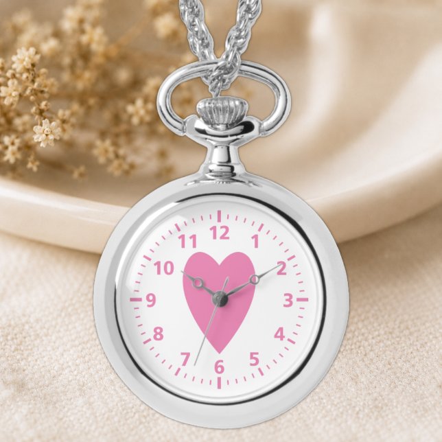 Coeur d'amour rose Collier Montre (Créateur téléchargé)
