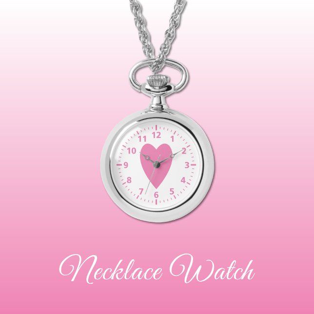 Coeur d'amour rose Collier Montre (Créateur téléchargé)
