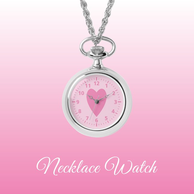 Coeur d'amour rose foncé et clair Collier Montre (Créateur téléchargé)