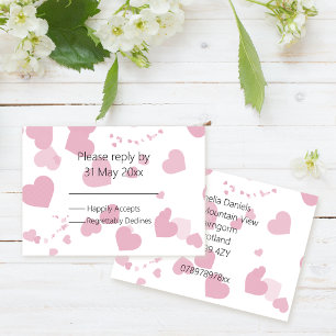 Coeur d'amour rose RSVP insérer
