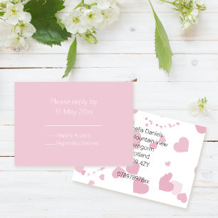 Coeur d'amour rose RSVP insérer