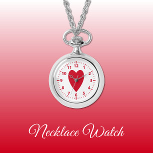 Coeur d'amour rouge Montre de collier