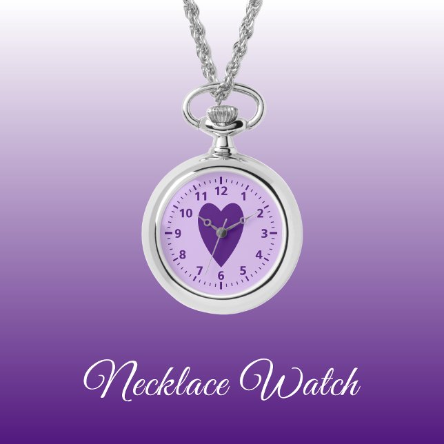 Coeur d'amour violet foncé et clair Collier Montre (Créateur téléchargé)